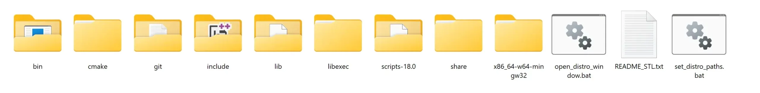 MinGW Extracted Files with CMake